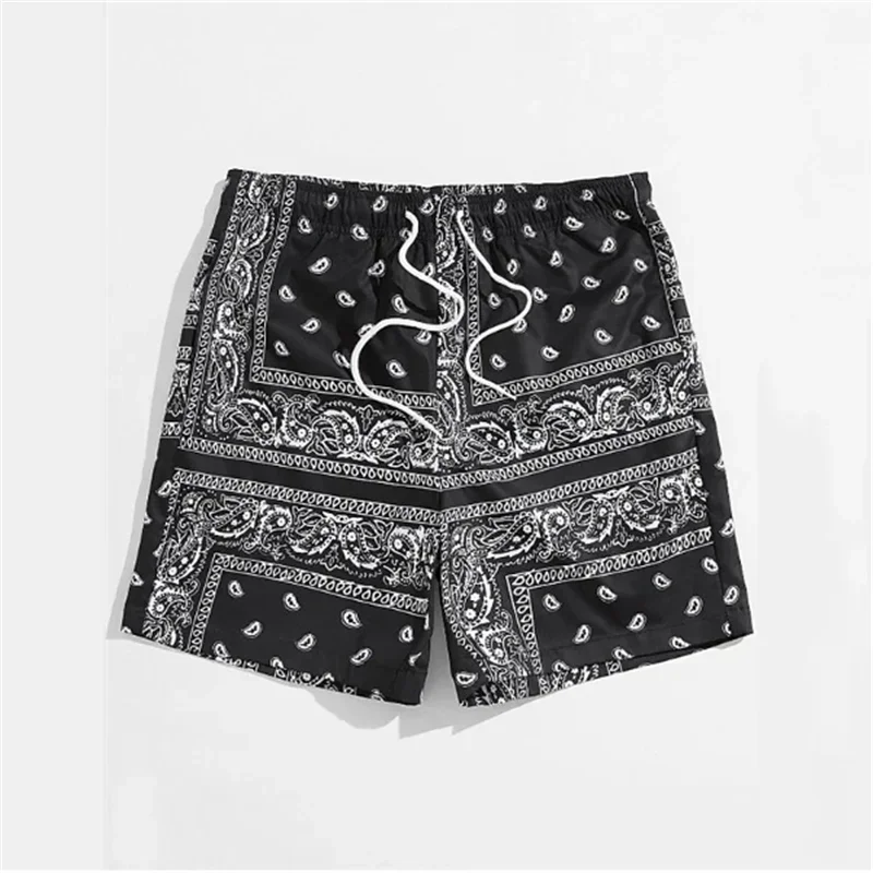 Men's summer fashion trend headscarf pattern beach shorts 3D printed swimming trunks, loose casual street styleIV
