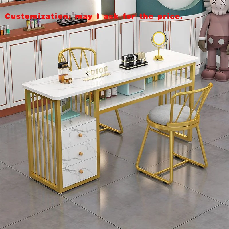

custom.Professional Nail Station Salon Beauty Furniture Set Manicure Nail Table and Chair
