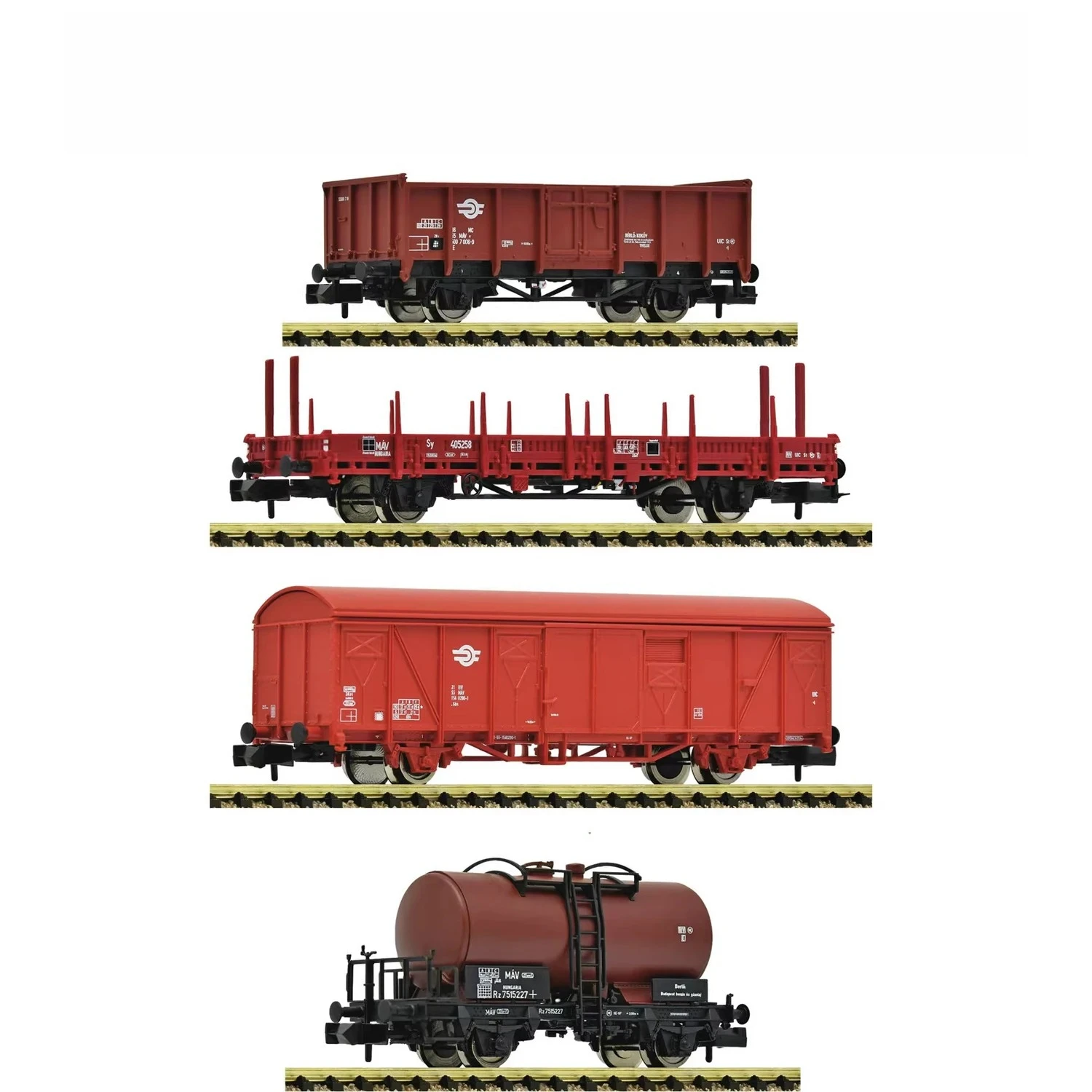 

N-type 1/160 Model Train Tank Car/covered Freight Car Freight Carriage 6660096 Four-car Non-powered Carriage Set Boy's Toy Gift