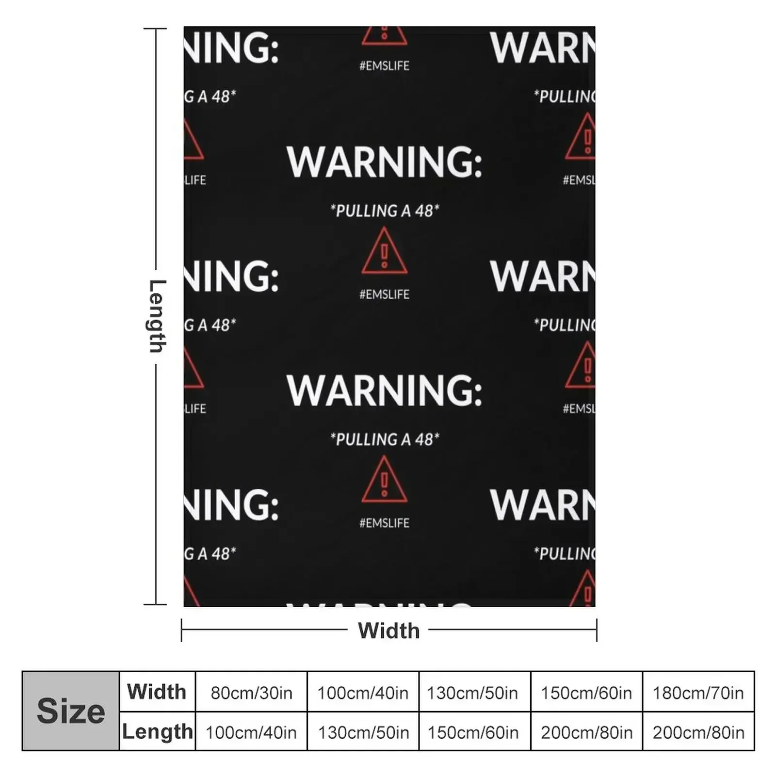 WARNING: *Pulling a 48* #EMSLIFE (White Red Text) Throw Blanket funny gift halloween Hairy Decoratives Blankets
