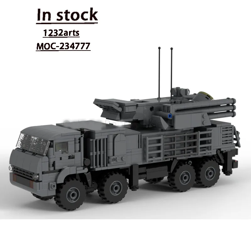 MOC-234777 Novo modelo de bloco de construção de caminhão tanque militar urbano, 1232 peças, presente de brinquedo de aniversário e natal para meninos e crianças