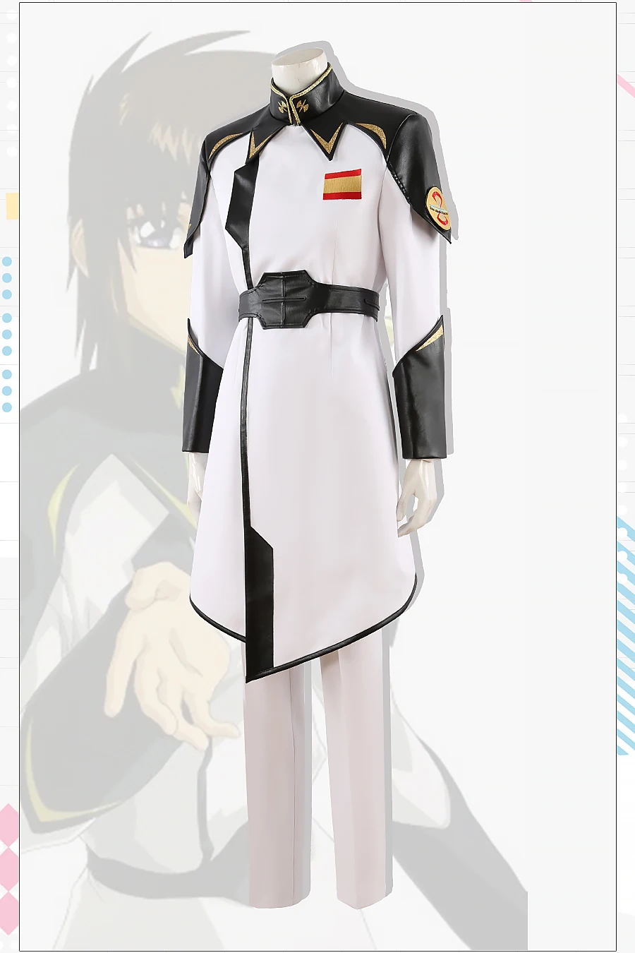 Gundam Seed Zaft Uniforme branco para homens e mulheres, terno móvel personalizado, traje cosplay, top, calças, cinto, roupas, dramatização