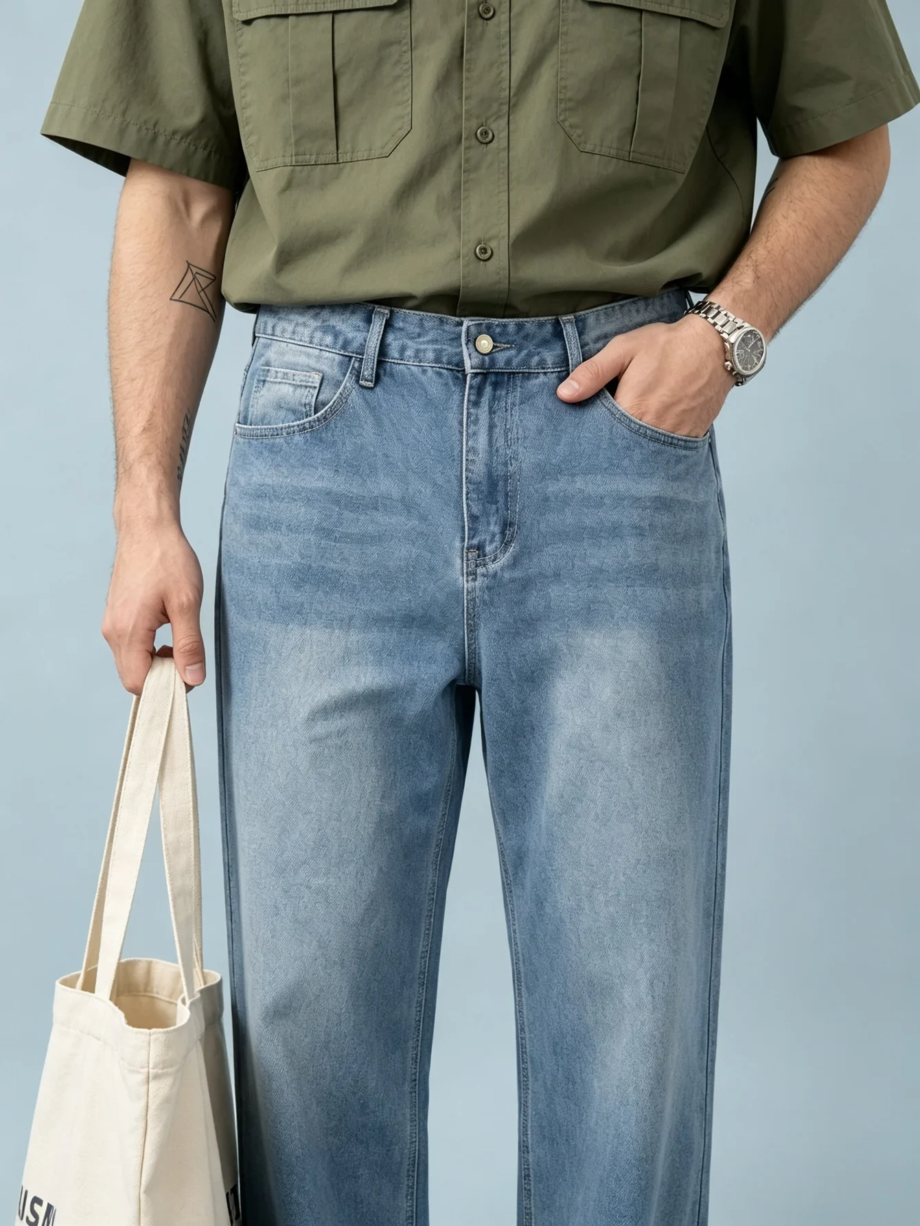 Old School Hip Hop Y2K Trendy American Street Flared Stretch Denim Trousers Vintage Faded Texture Viral Youth Street Style, Love