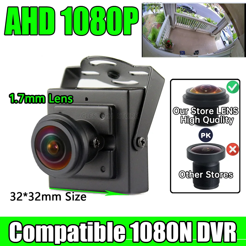 1.7mm FishEye Lens Large Angle 1080P Metal Security Cctv AHD Mini Panoramic Camera 2MP Coaxial Digital HD 650Filter have Bracket