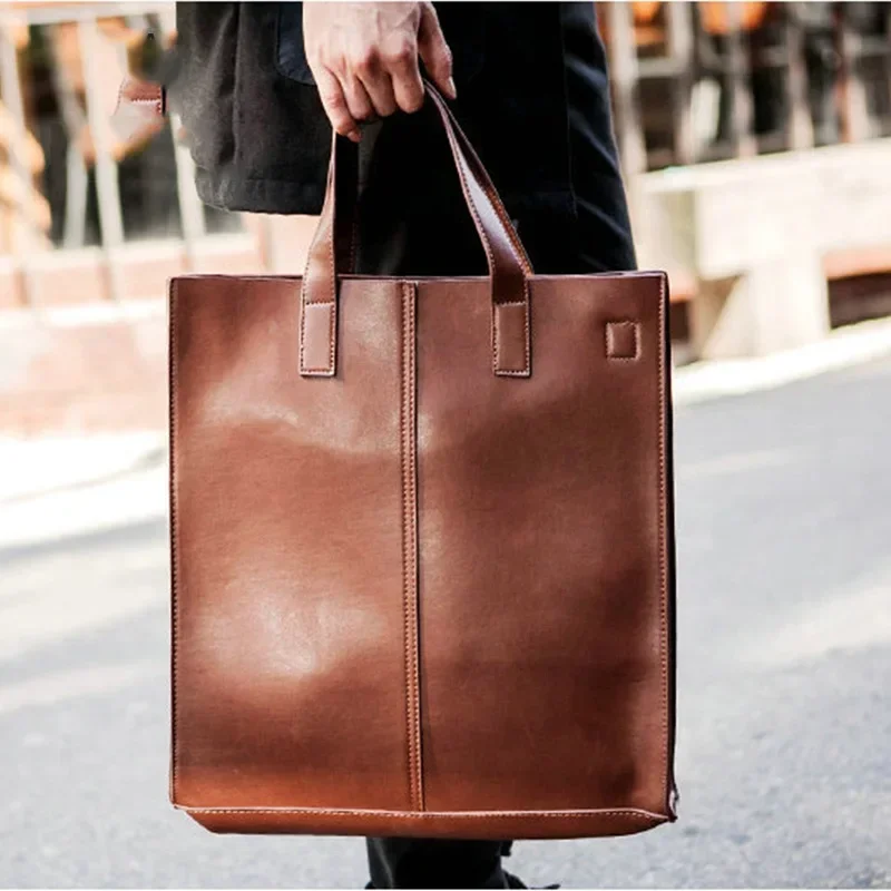 Simple Vintage Men\'s Handbags Luxury Business Shoulder Bag Men Laptop Top-Handle Bags High Capacity Totes Male Crossbody Bags