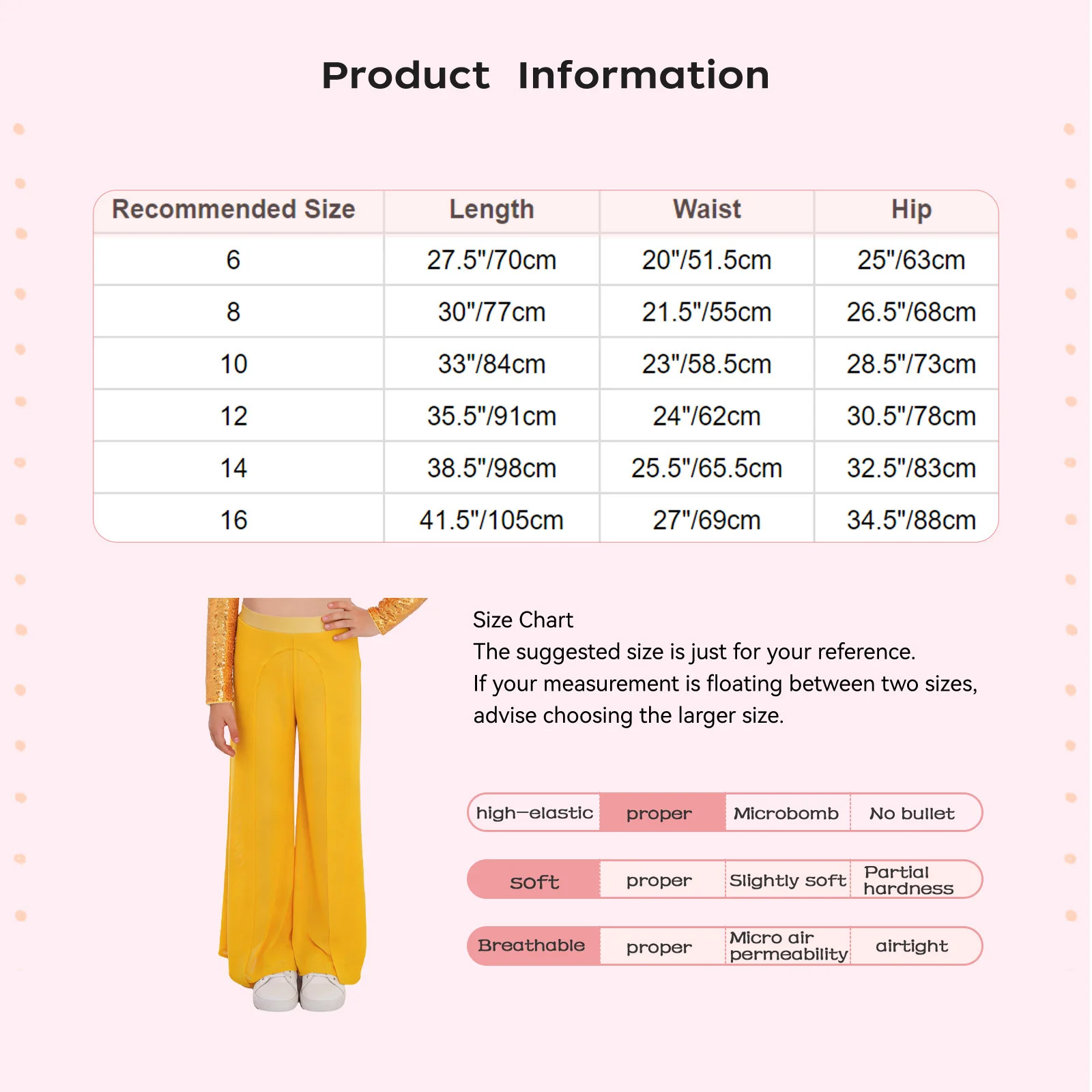 سراويل الرقص الغنائي الحديثة للأطفال البنات بحزام خصر مطاطي واسع الساق مع سراويل داخلية مدمجة لمنافسة الأداء