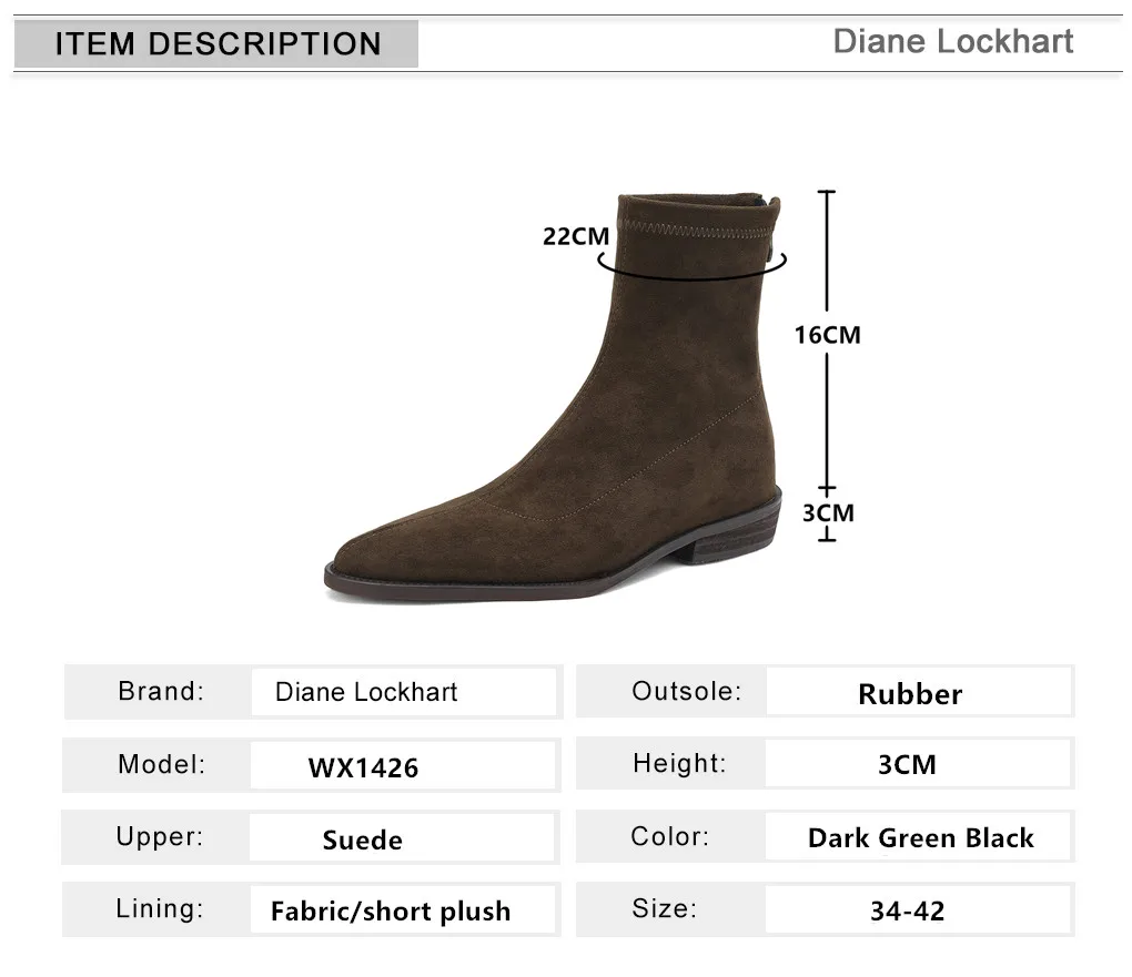 Women Ankle Boots British Style Plus Size Zip Stretch Boots Casual Flock European American Boots Women Daily Office Lady Footwea