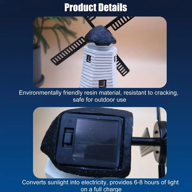 

Солнечный свет дома, уличная декоративная светодиодная фигурка ветряной мельницы, статуя ветряной мельницы с подсветкой на солнечной энергии для сада, двора-A50M