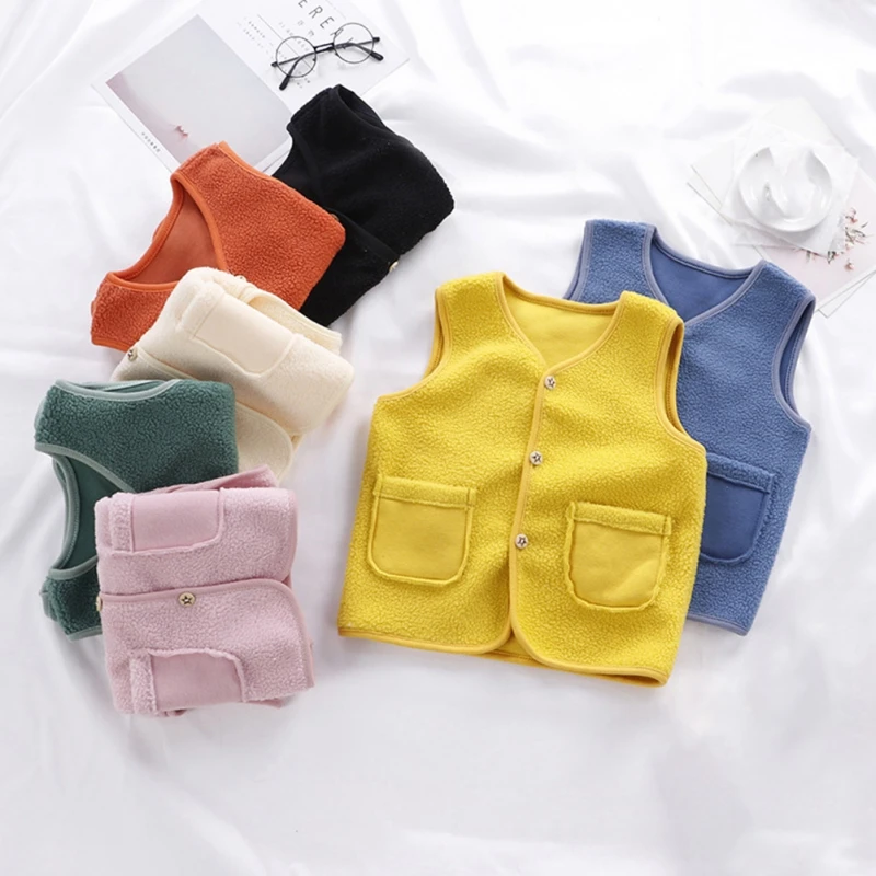 1pc Kids Clothes Waistcoat Children Vest Boy Girl Thicken Velvet lining Keep Warm Jackets Vest Toddler Clothing in Autumn Winter