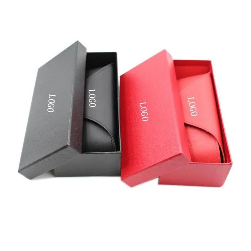 Sunglasses Box Set Leather Hard Case Black Red Colorful Blue Light Blocking Myopia Glasses Case Customized Logo