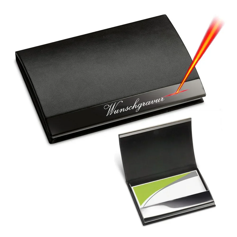 Personalized Business Card Holder with Names Embossed  Square Personalised Card Holder for Business Cards