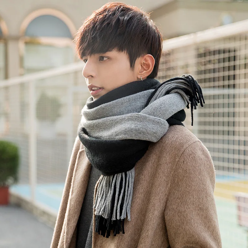 Men Scarf Cashmere-like Winter Autumn Warm Soft Tassel Long Wraps Male Women Classic Business Couple PashminaThick Muffler Teen