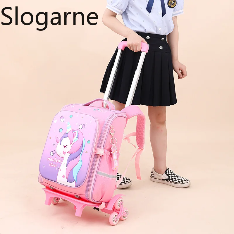 Kinder Schultaschen Mädchen Jungen Rollrucksack Taschen Mädchen Schultrolley Tasche Rucksäcke mit Rädern Kinder Schulgepäck mit Rädern