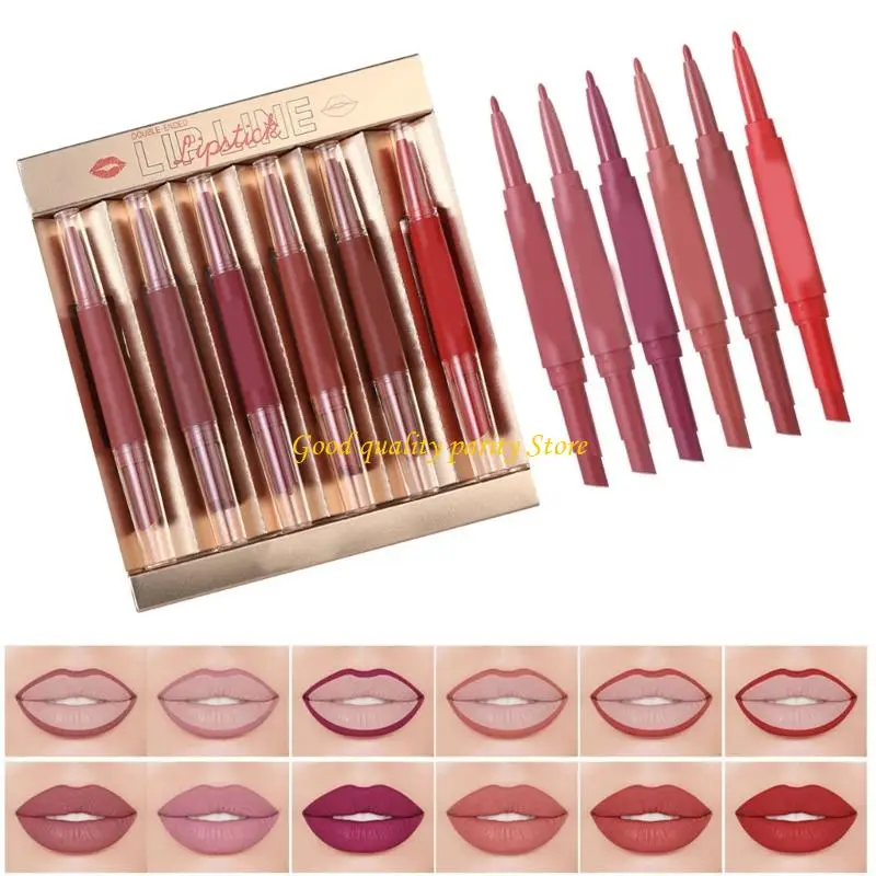 M4YA 6 Piece Double Ended Lip Liner And Smooth Matte Lip Color For Strong Definit