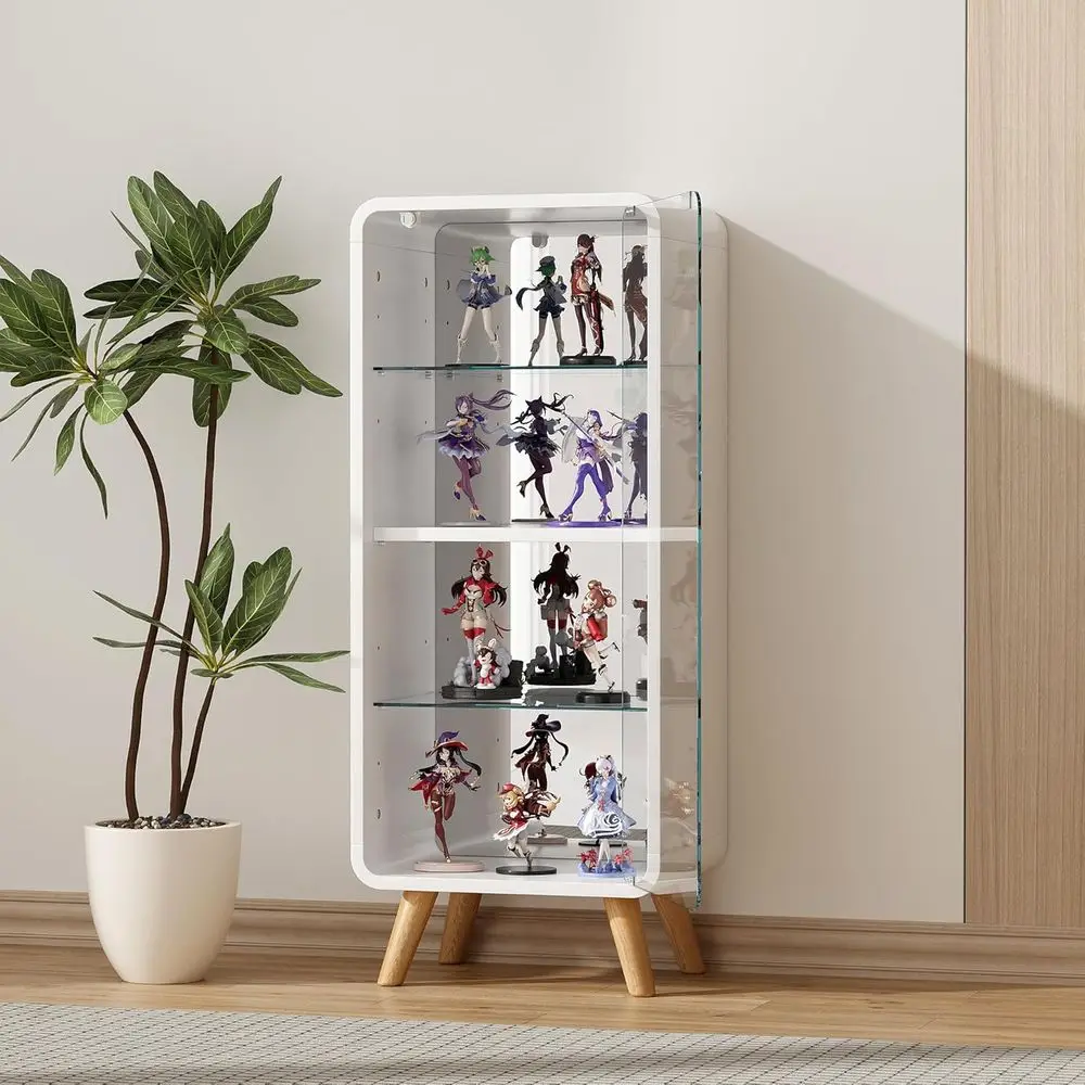 4-Tier Adjustable Glass Display Cabinet with Mirror Back, Figure Storage, 14.2W x 10.2D x 35H - view 2