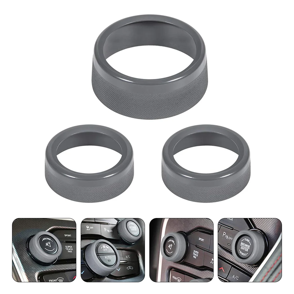 

3 Pcs Knob Cover Climate Control Trim AC Button Air Conditioning Ring Car Decor Aluminum Alloy