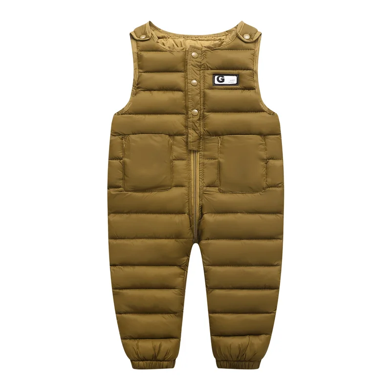 Baby Thickened Down Trousers Boys Warm Backpack Pants Girls Cold Skiing Sweatpants Winter New Jumpsuit Pants Kids Casual Romper