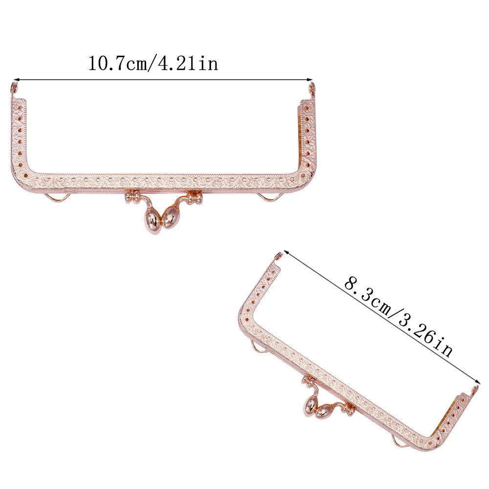 1Pcs Purse Frame Hanger DIY Purses Handle Rectangle Bag Parts 8.5-20cm Metal Kiss Clasp rose gold Bag Accessories 6Sizes