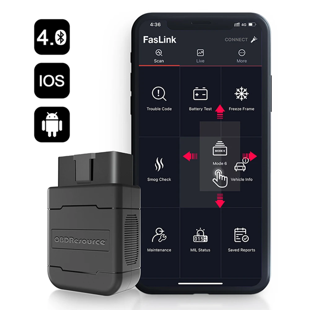 Blue Driver OBD2 Car Diagnostic Scanner ELM327 V1.5 Bluetooth 4.0 For IPhone With PIC18F25K80 Check Engine Fault Code Reader