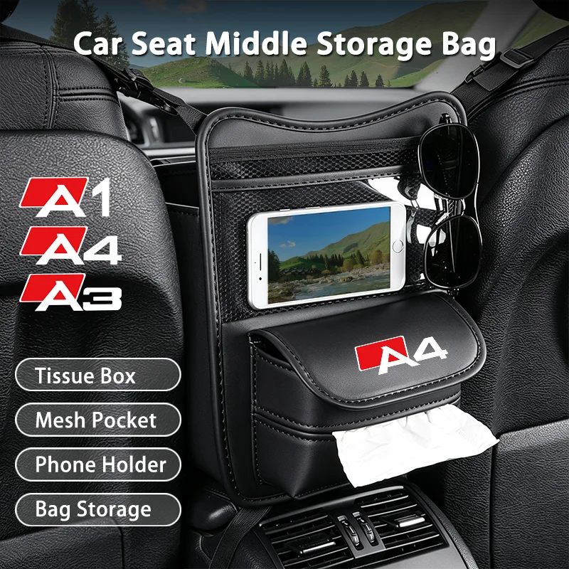Car Seat Middle Hanger Storage Bag Leather Handbag Holder Between Seat Hanging Organizer Pocket for Audi A1 A3 A4 Accessories