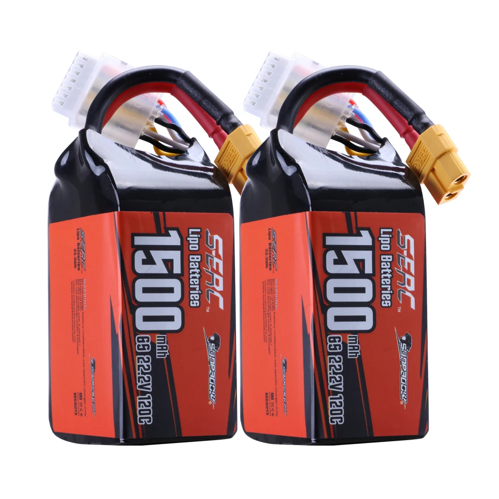 

SIGP 6S Lipo Battery 22.2V 1500mAh RC Battery 120C Soft Pack with XT60 Connector for RC FPV Quadcopter Airplane Helicopter Airpl