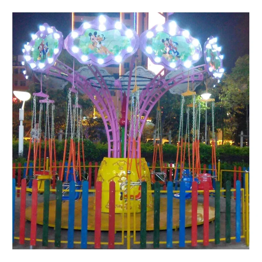 Full Size Coin Operated Kiddie Christmas Carousel Watermelon Flying Chair Ride Toy - view 3