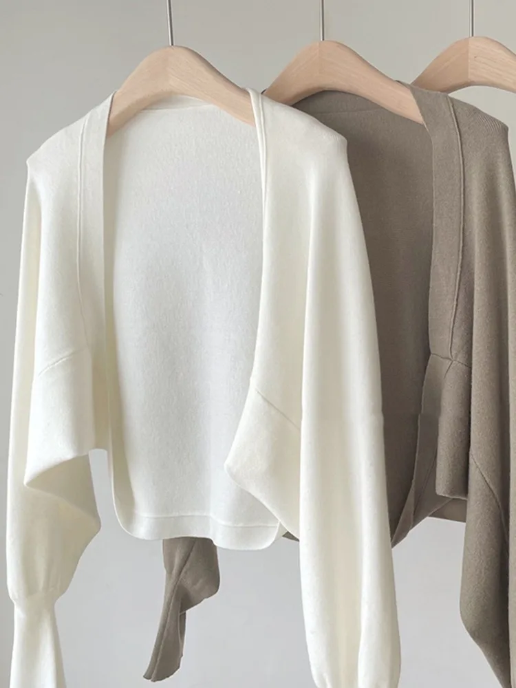 

Lightweight Knitted Cardigan Women's Summer Short Style Outerwear Matching Halter Dress Shoulder Shawl Sun Protection Top Coat