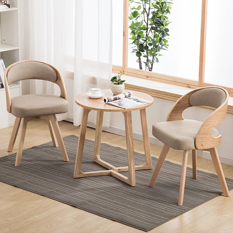 

Modern simple solid wood dining chair balcony fabric chair bed and breakfast backrest study computer chair