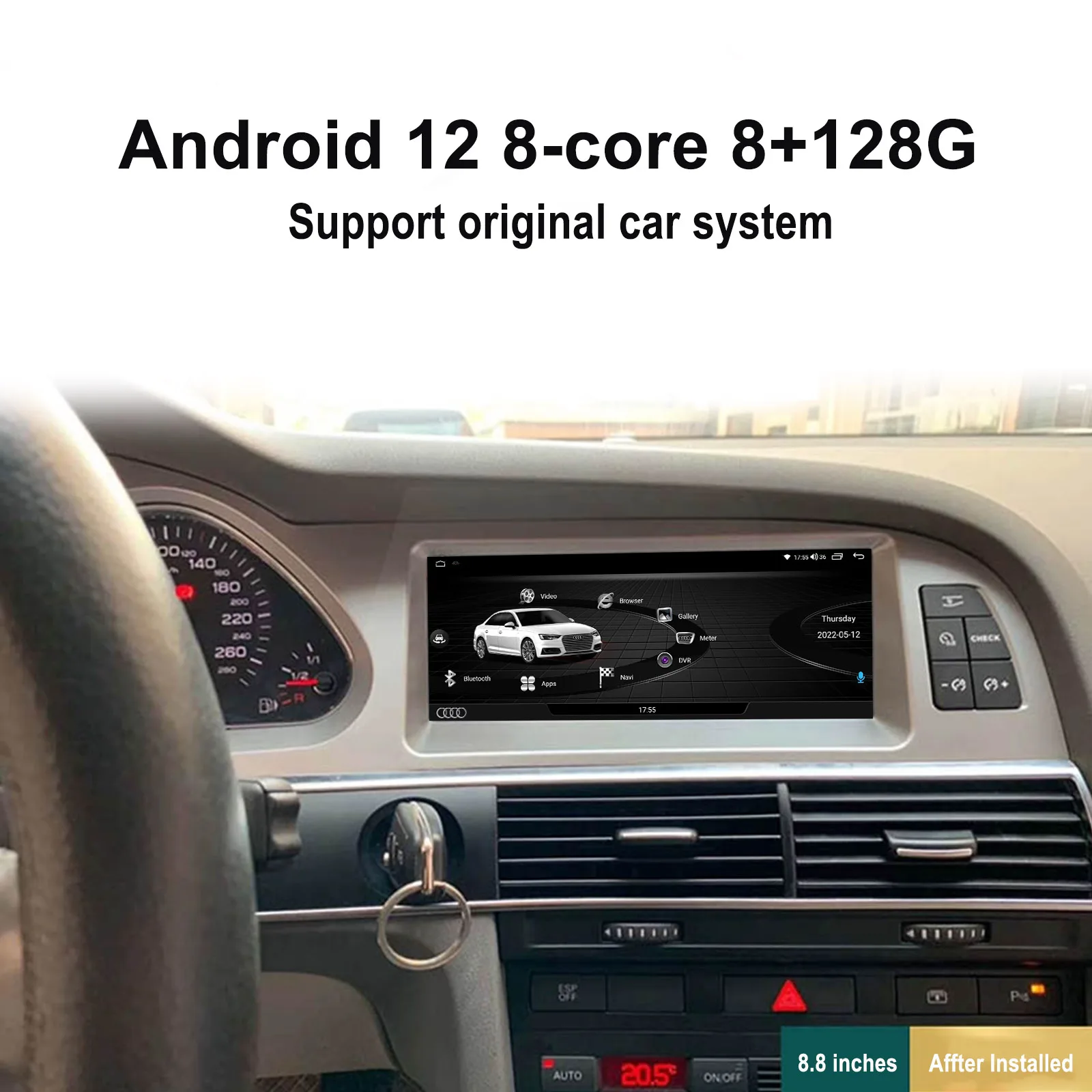 

8.8" Android 12 Car Radio Stereo For Audi A6 2005-2009 GPS Navigation WiFi Bluetooth 1920*720 Multimedia Player