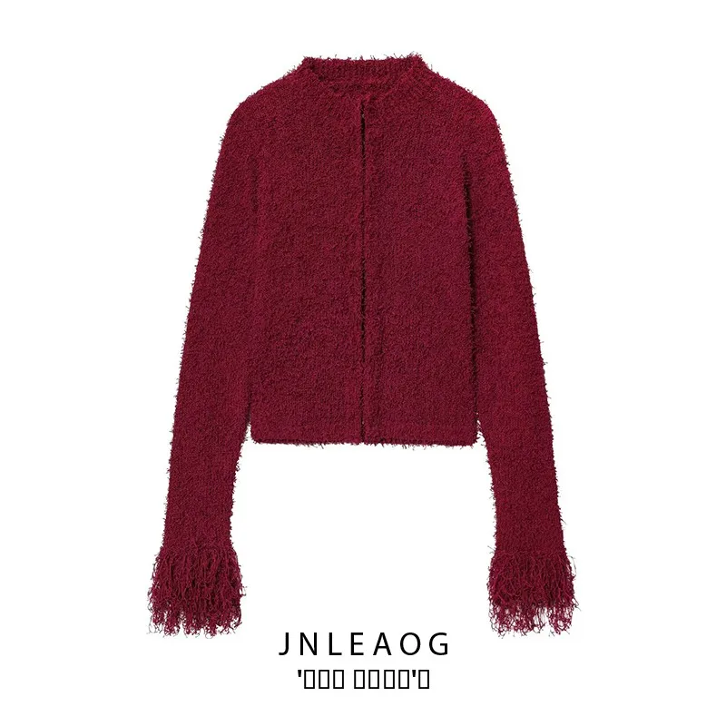 

JNLEAOG модная вязаная верхняя одежда с бахромой, женское пальто, осеннее новое пальто, универсальный дизайн, застежка-молния из полиэфирного волокна