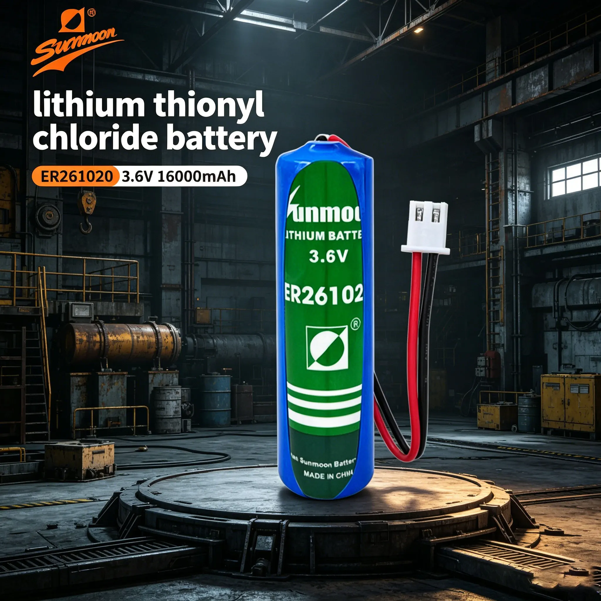 

Sunmoon ER261020 lithium thionyl chloride battery 3.6V mining drill pipe mining sensor GPS locator, medical equipment