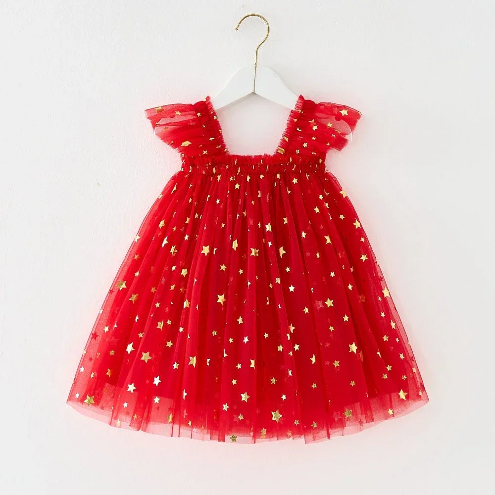 0-6 Years Baby Girl Princess Dress Lovely Kids Girls Christmas Dress Sleeveless Square Neck Candy Cane/Plaid Print Tutu Dresses