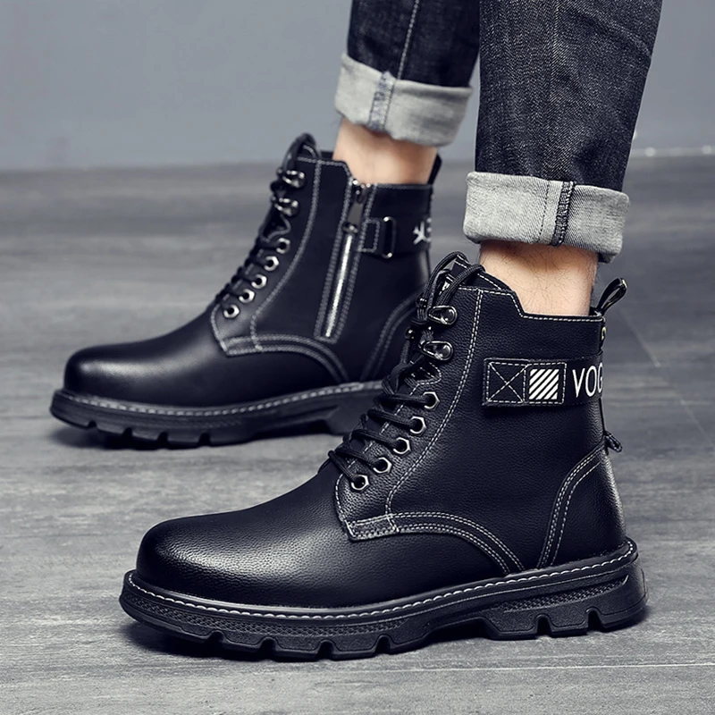 

Men's Thick-soled 6CM Heightening And Warm Autumn And Winter New Men's High-top Work Boots Youth Plus Velvet Thick Soles 38-44