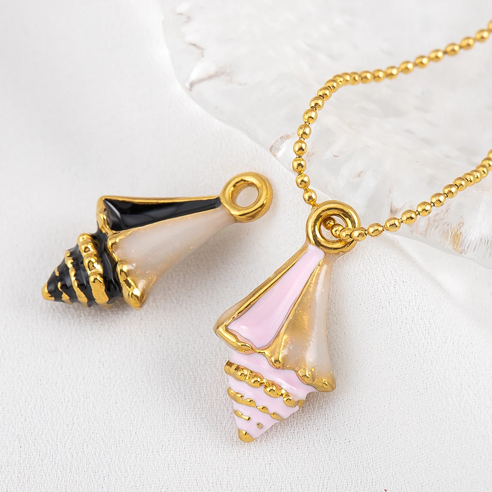 

2pcs 11x21mm Stainless Steel Enamel Conch Pendants Ocean Charms for DIY Jewelry Making Necklace Bracelet Accessories Wholesale