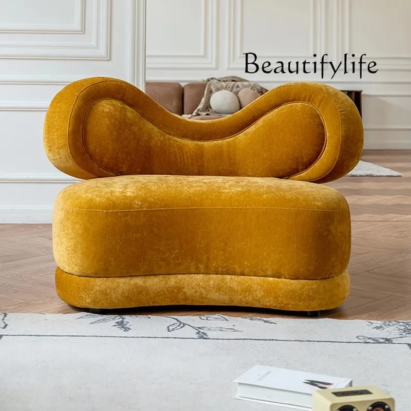 French creative single sofa chair small apartment living room balcony cream wind leisure sofa