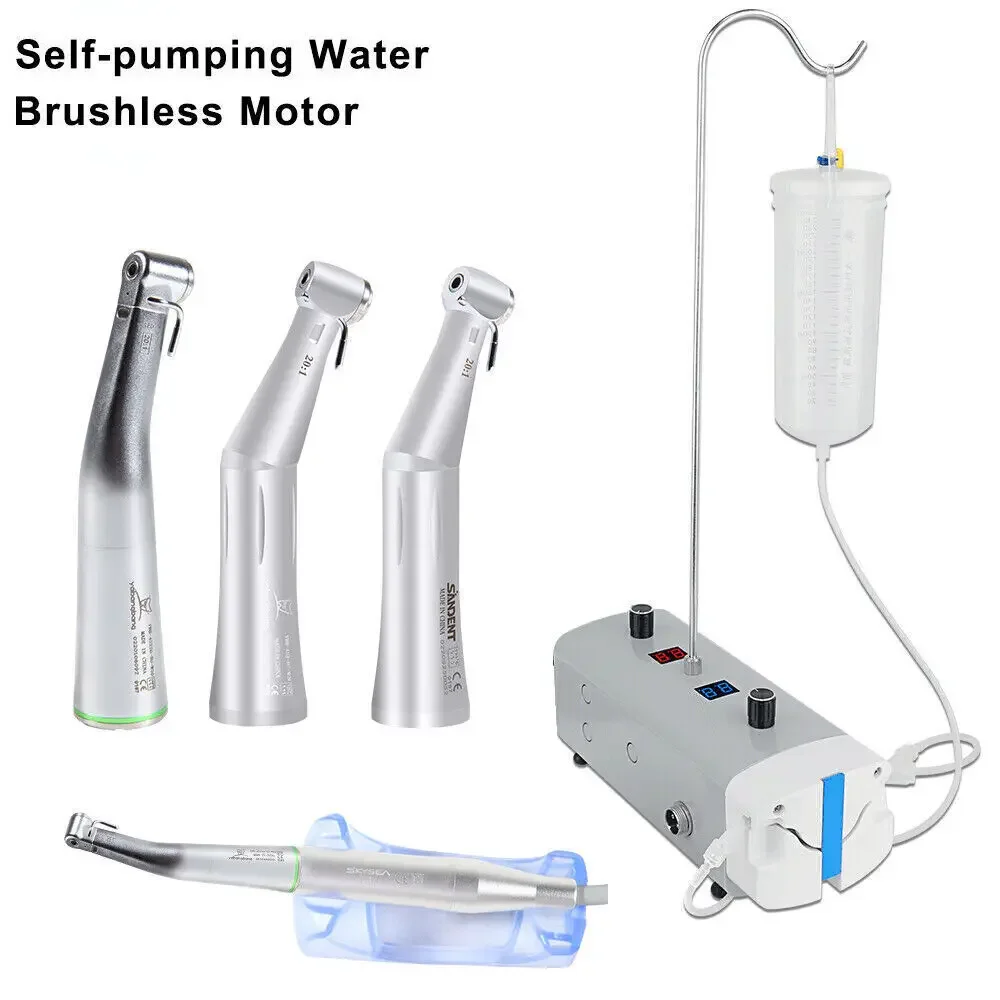 Dental Implant Brushless Motor Micromotor Self Water Pumping Irrigation Surgical/20:1 Fiber Optic Led Contra Angle Handpiece