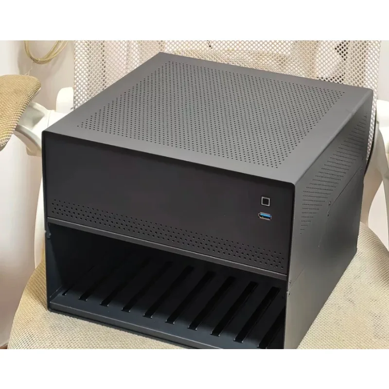 MATX NAS Case with 10+2 Disk Positions - 1U PCI-E Power Supply for DIY Network Storage