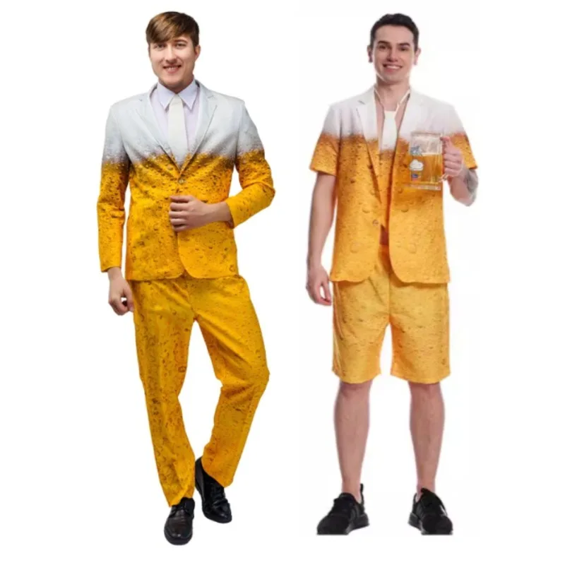 

Beer Festival Cosplay Costume Suit Yellow Stage Outfits for Men Oktoberfest Halloween Carnival Party Clothes Role Play