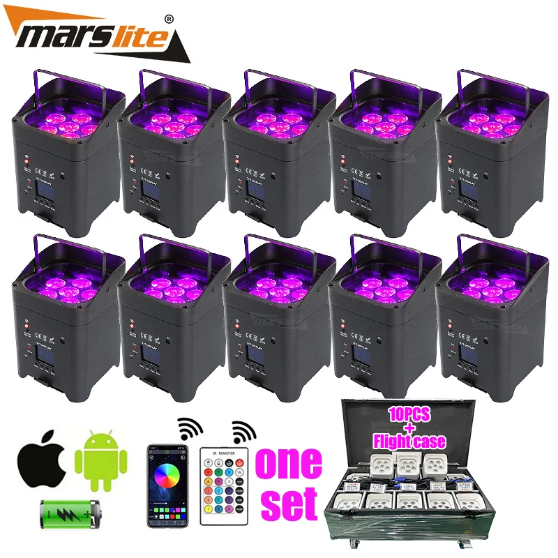 

10PCS One Set Rechargeable Smartbat Uplights Battery Wireless Wedding Party Dj Lights Stage up Lights Par With Case