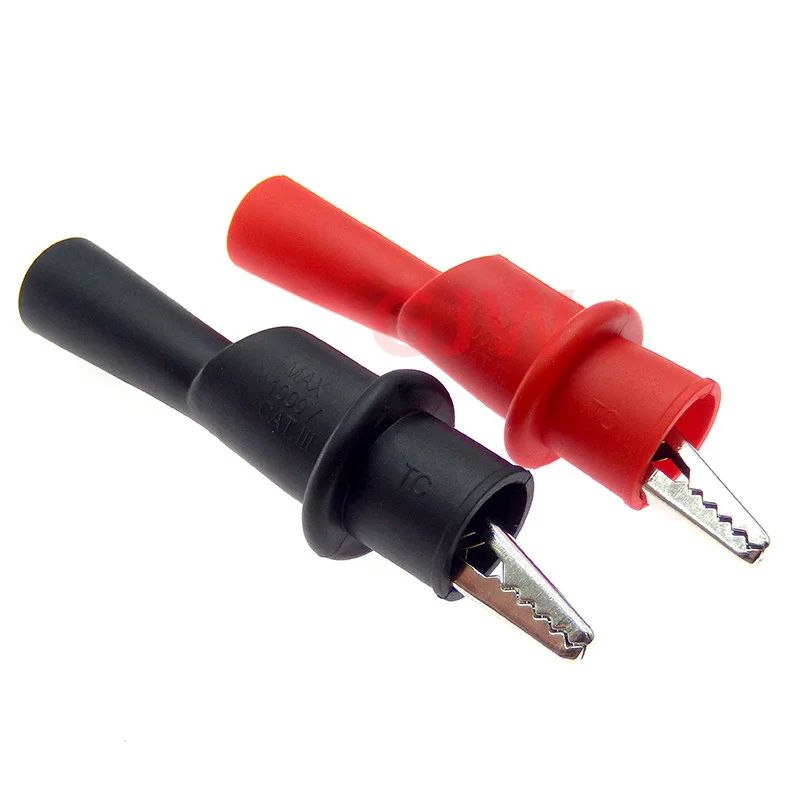 1pcs Multimeter Push On Alligator Clip P2008 Inline 2mm Probe Insulated Crocodile Clamp For Electrical Test Probes