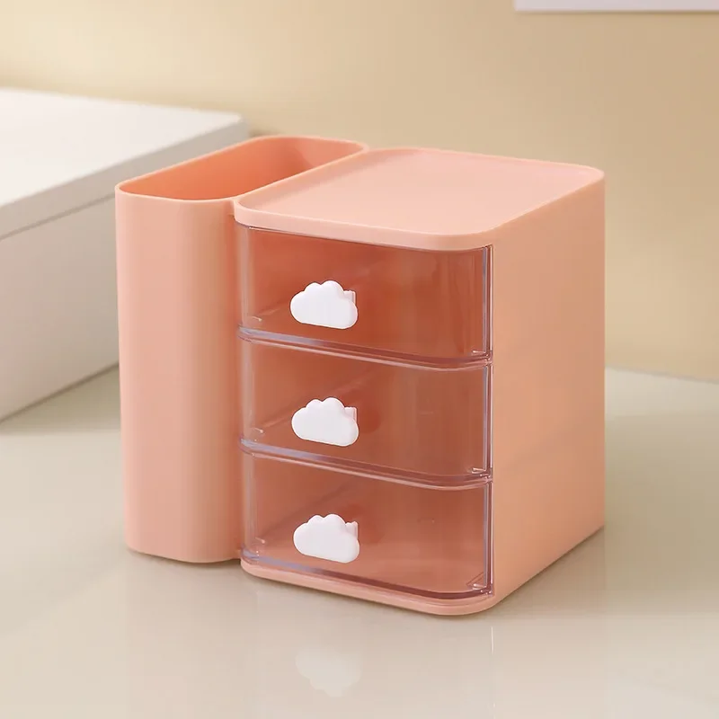 Cute Cloud Desktop Organizer Drawers With Pencil Holder Multifunctional Student Desktop Stationery Organizer Box Storage Shelf