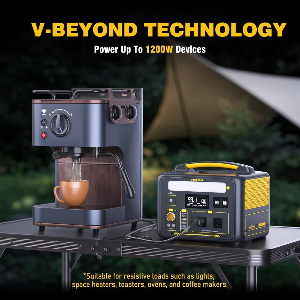 VTOMAN Jump 600X 600W Generador solar portátil con batería LiFePO4 de 299Wh y salida de onda sinusoidal pura