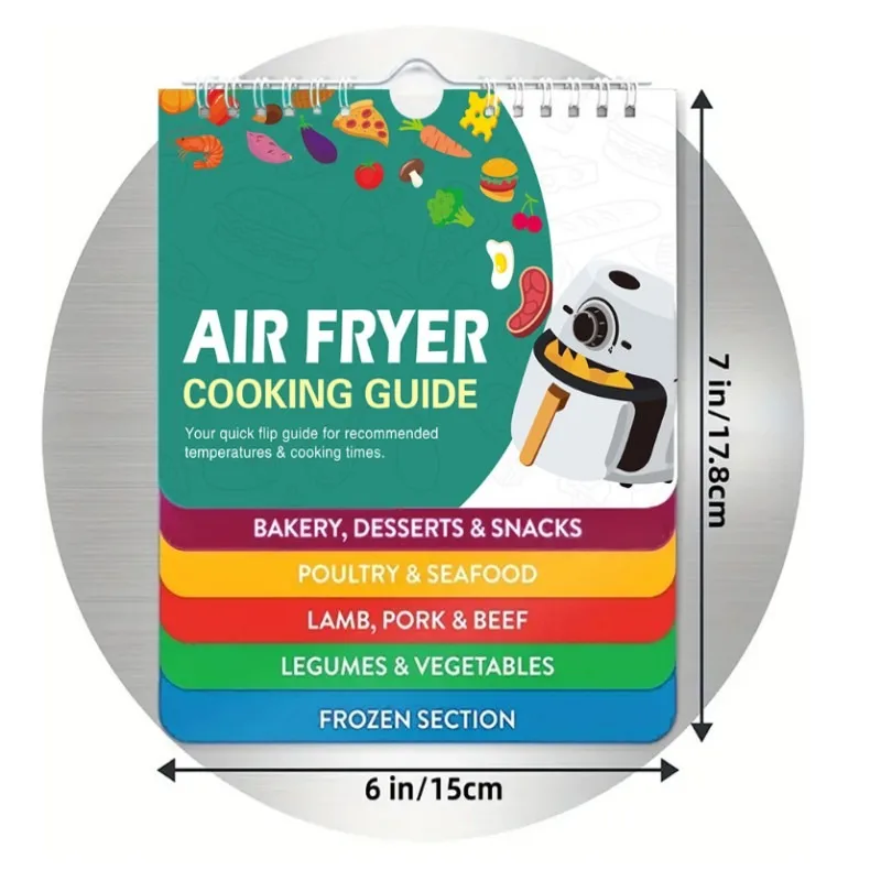 Hot Sale Air Fryer Cookbook Magnetic Cheat Sheet, Guide Booklet, Cookbooks Instant Accessories Oven Cooking Pot Temp Times Chart