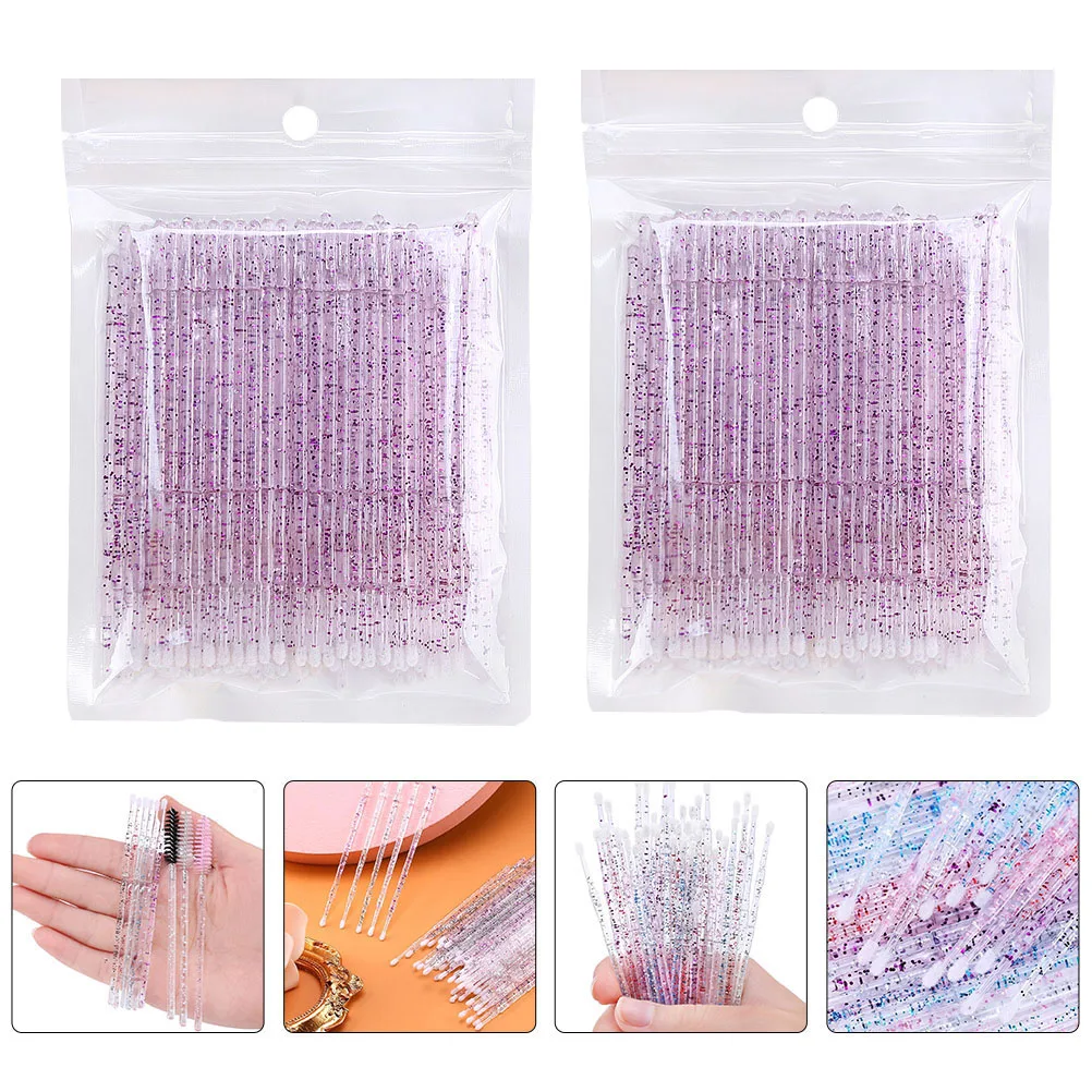 

200 Pcs Eyelash Cleansing Stick Plastic Brush Tool Tools Cleaning Rods Cotton Swabs Grafting Beauty