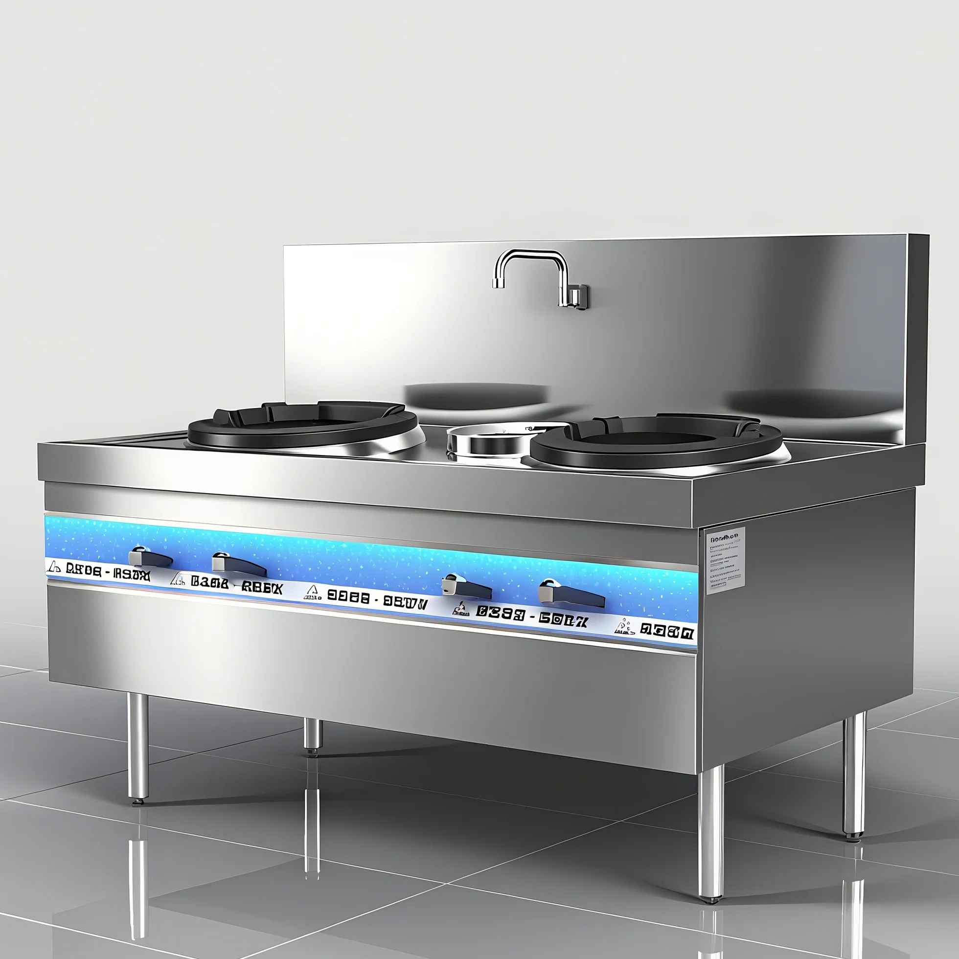 Wholesale Heavy Duty Dual Burner Gas Wok Series Stainless Steel Kitchen Equipment Restaurant Commercial One Utility Faucet
