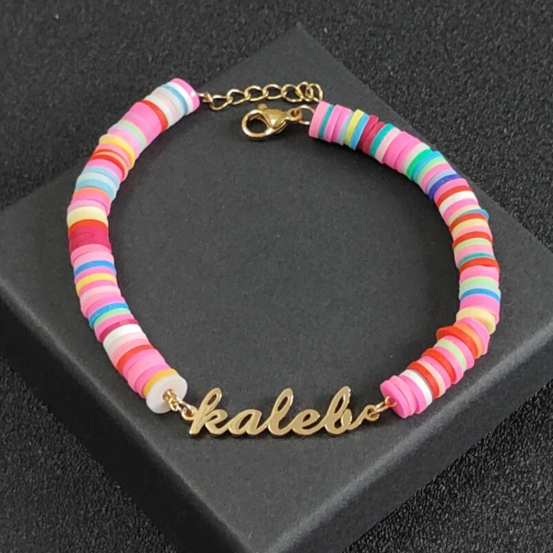 Customized Children's Name Letter Jewelry Set Stainless Steel Girl Rainbow Necklace Bracelet Set Jewelry Gifts