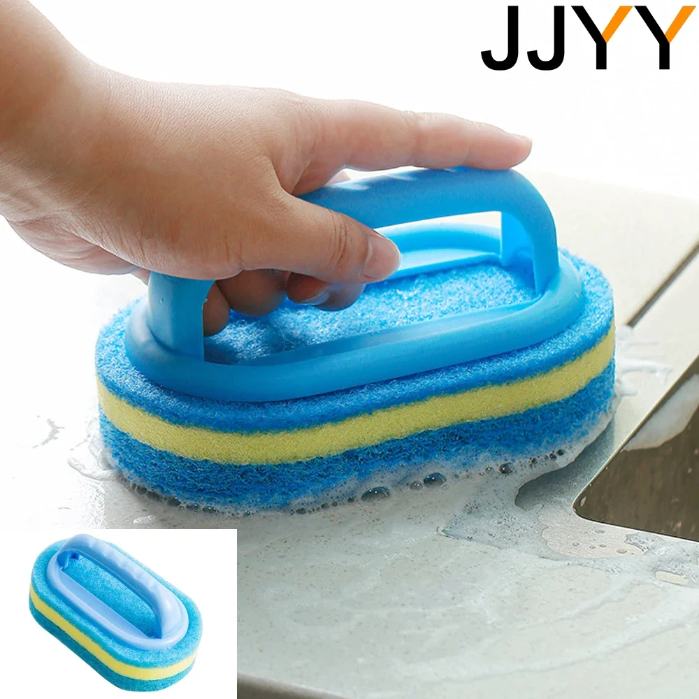 

Sponge Brush with Handle Kitchen Cleaning Pot Washing Dishwashing Brush Sponge Scrubber Stain Removal Brush Cleaning Tools