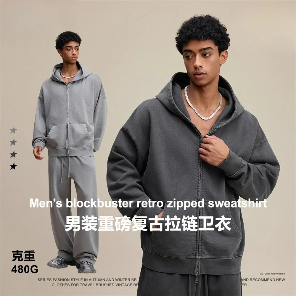 

HEAVYWEIGHT 480GSM ХЛОПКОВЫЙ ХЛОПКОВЫЙ ХЛОПКОВЫЙ МУЖСКИЙ ОВЕРСИЗИРОВАННЫЙ СТОРЕТНИЙ ОДЯГ ПОВСЕДНЕВНЫЙ СВИТШОТ КУРТКИ
