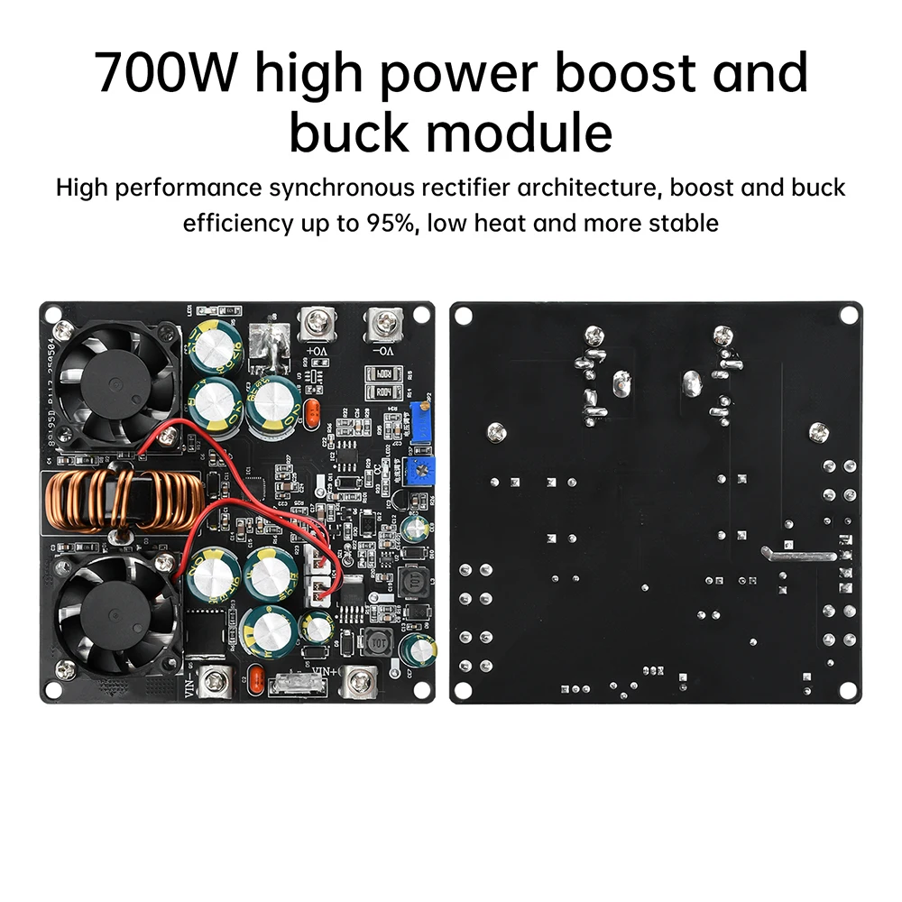 600W 700W High-power Buck Boost Module DC 7-70V 20A Dual Fan Cooling 6 MOS High Performance Synchronous Rectification