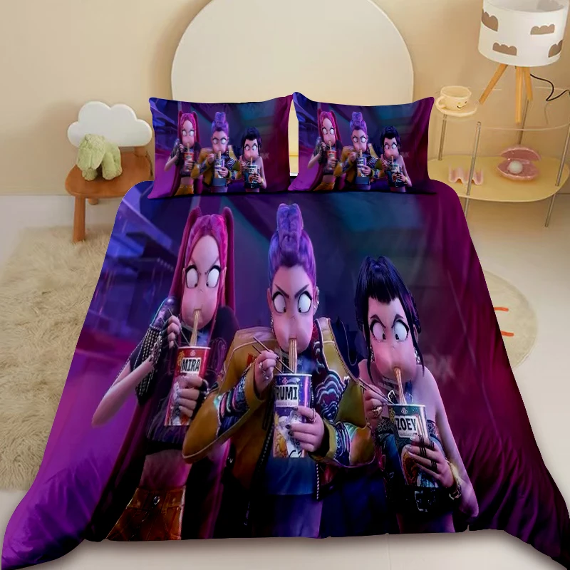 

K-pop Demon Hunters Duvet Cover Set Girls Bedding Set Comforter Cover Soft and Comfortable with Pillowcase Bedroom Decor Gifts
